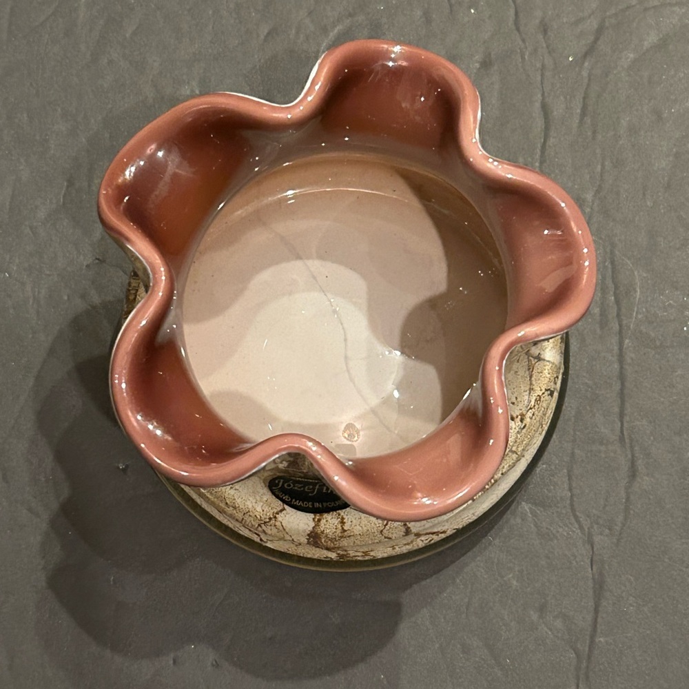 Krosno Poland Josefina centerpiece bowl vase neutral colors handblown glass